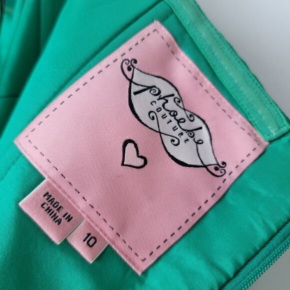 PHOEBE COUTURE Emerald Green Silky Cocktail Dress Size 10 - Picture 3 of 8